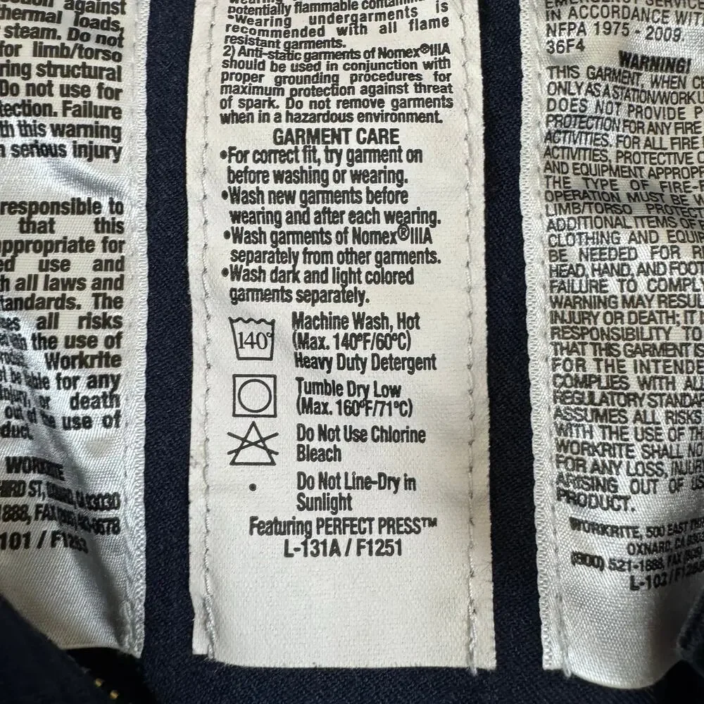 Workrite FR Flame Resistant Pants Mens 32x29 Blue NOMEX Aramid 402NX75NB -b